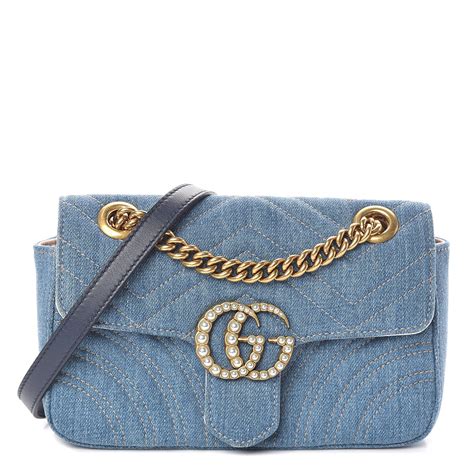 small gucci bag used|Gucci mini denim bag.